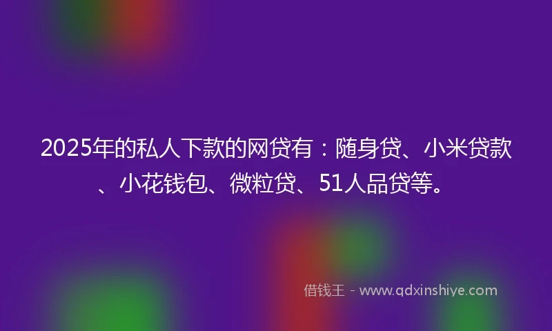 2025年的私人下款的网贷有：随身贷、小米贷款、小花钱包、微粒贷、51人品贷等。