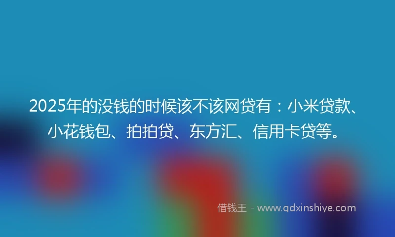 2025年的没钱的时候该不该网贷有：小米贷款、小花钱包、拍拍贷、东方汇、信用卡贷等。
