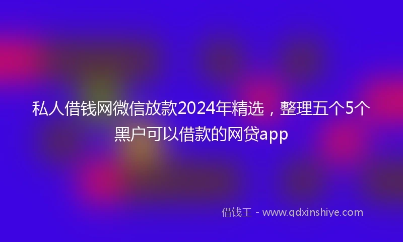 私人借钱网微信放款2024年精选，整理五个5个黑户可以借款的网贷app
