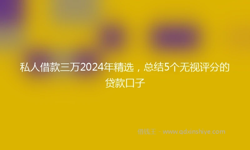 私人借款三万2024年精选，总结5个无视评分的贷款口子