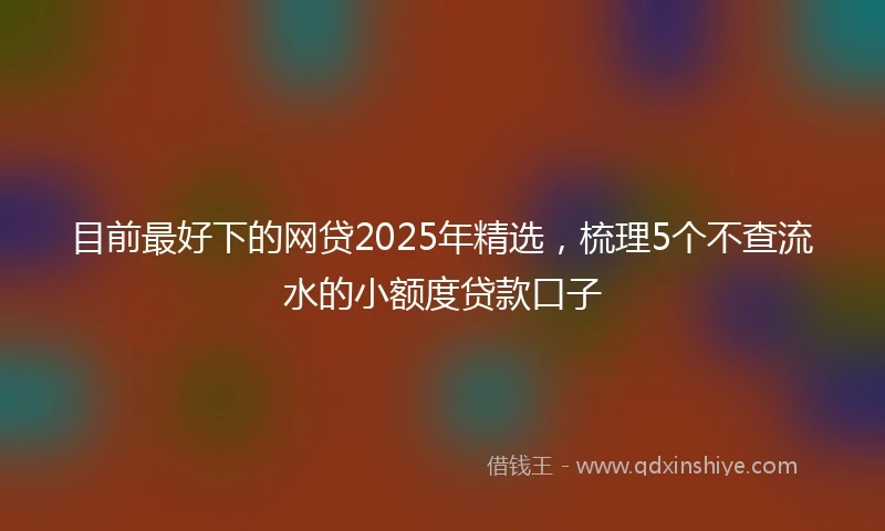 目前最好下的网贷2025年精选，梳理5个不查流水的小额度贷款口子