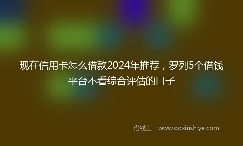 现在信用卡怎么借款2024年推荐，罗列5个借钱平台不看综合评估的口子