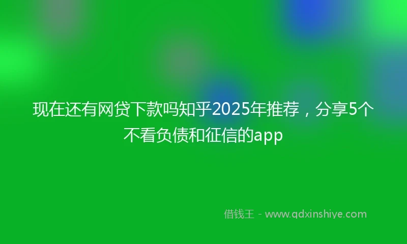 现在还有网贷下款吗知乎2025年推荐，分享5个不看负债和征信的app