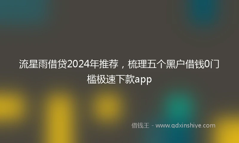 流星雨借贷2024年推荐，梳理五个黑户借钱0门槛极速下款app
