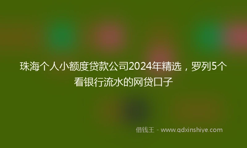珠海个人小额度贷款公司2024年精选，罗列5个看银行流水的网贷口子