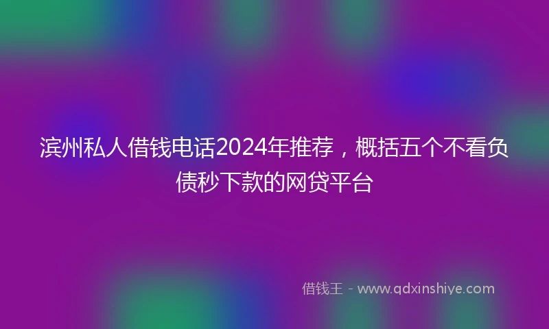滨州私人借钱电话2024年推荐，概括五个不看负债秒下款的网贷平台