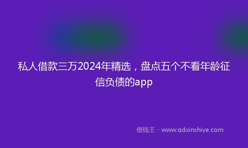 私人借款三万2024年精选，盘点五个不看年龄征信负债的app