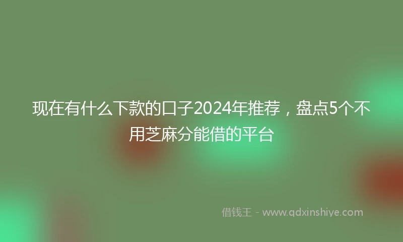 现在有什么下款的口子2024年推荐，盘点5个不用芝麻分能借的平台
