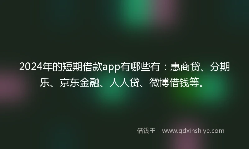 2024年的短期借款app有哪些有：惠商贷、分期乐、京东金融、人人贷、微博借钱等。
