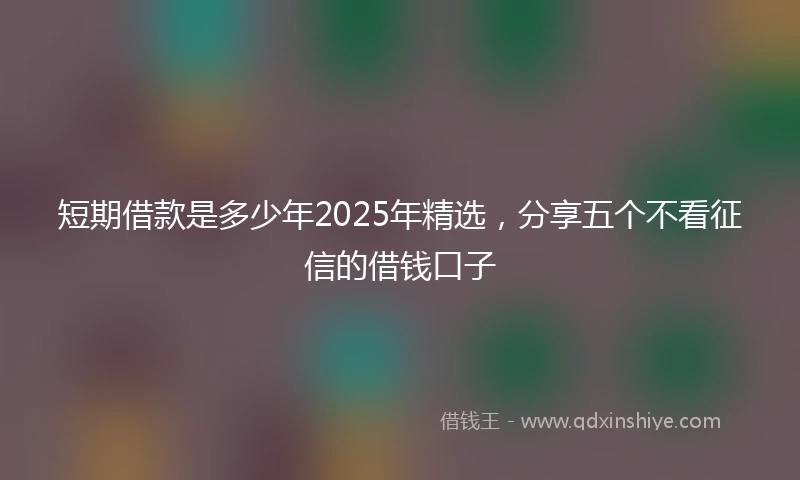 短期借款是多少年2025年精选，分享五个不看征信的借钱口子
