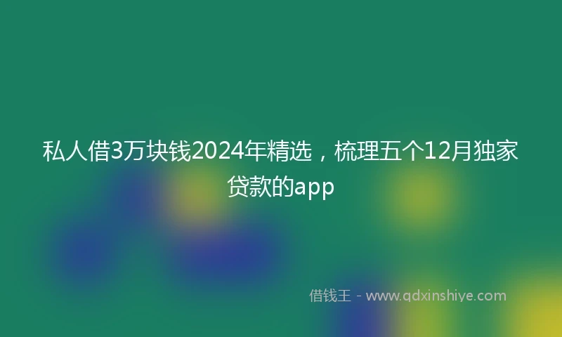 私人借3万块钱2024年精选，梳理五个12月独家贷款的app