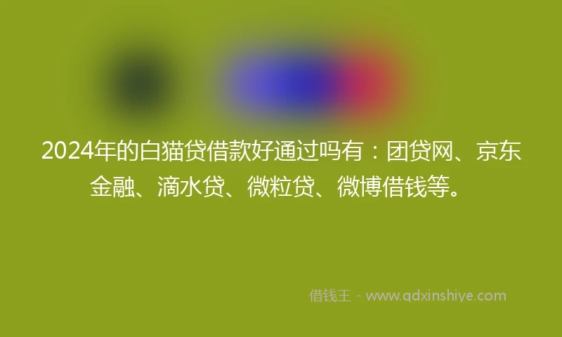 2024年的白猫贷借款好通过吗有：团贷网、京东金融、滴水贷、微粒贷、微博借钱等。