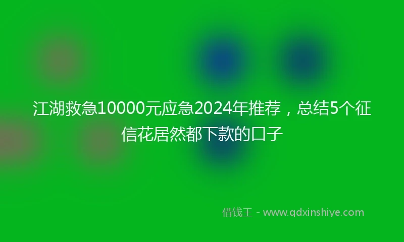 江湖救急10000元应急2024年推荐，总结5个征信花居然都下款的口子