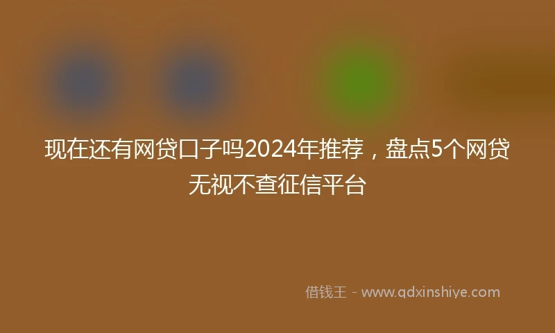 现在还有网贷口子吗2024年推荐，盘点5个网贷无视不查征信平台