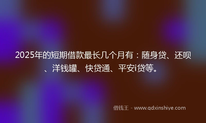 2025年的短期借款最长几个月有：随身贷、还呗、洋钱罐、快贷通、平安i贷等。