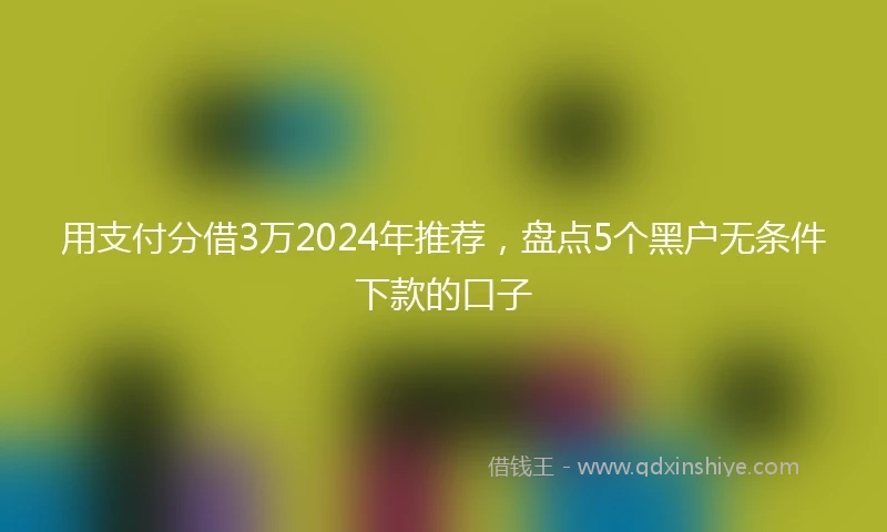 用支付分借3万2024年推荐，盘点5个黑户无条件下款的口子
