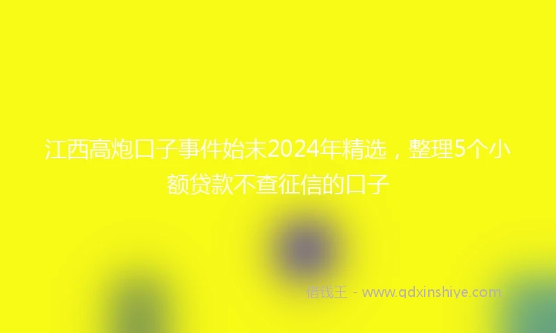 江西高炮口子事件始末2024年精选，整理5个小额贷款不查征信的口子