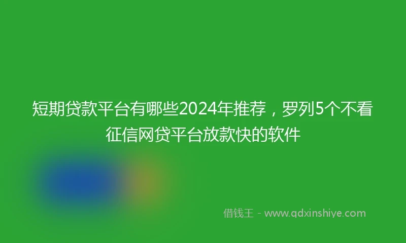 短期贷款平台有哪些2024年推荐，罗列5个不看征信网贷平台放款快的软件