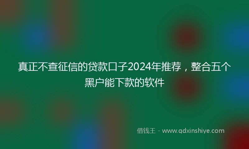 真正不查征信的贷款口子2024年推荐,整合五个黑户能下款的软件