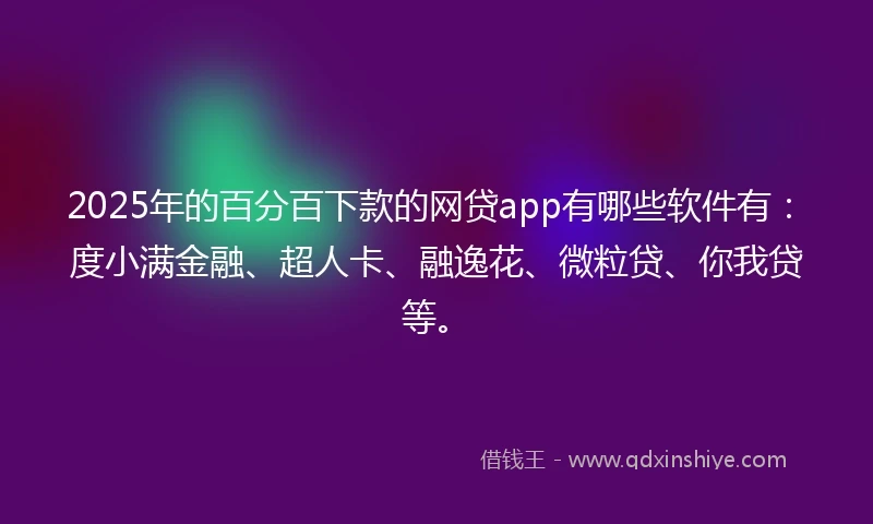 2025年的百分百下款的网贷app有哪些软件有：度小满金融、超人卡、融逸花、微粒贷、你我贷等。