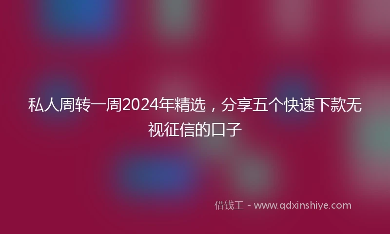 私人周转一周2024年精选，分享五个快速下款无视征信的口子
