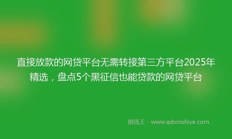 直接放款的网贷平台无需转接第三方平台2025年精选，盘点5个黑征信也能贷款的网贷平台