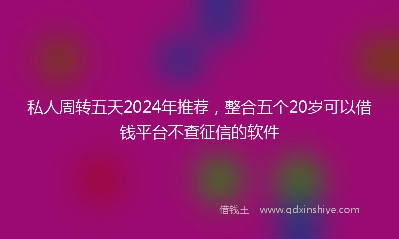 私人周转五天2024年推荐，整合五个20岁可以借钱平台不查征信的软件