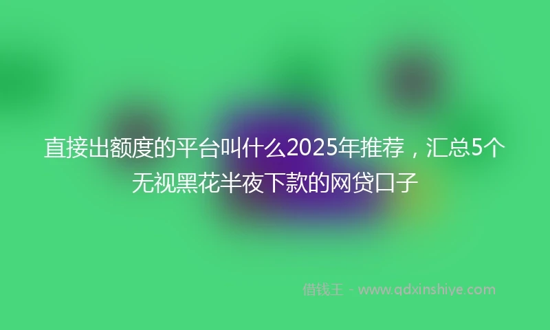直接出额度的平台叫什么2025年推荐，汇总5个无视黑花半夜下款的网贷口子