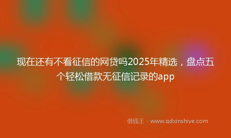 现在还有不看征信的网贷吗2025年精选，盘点五个轻松借款无征信记录的app
