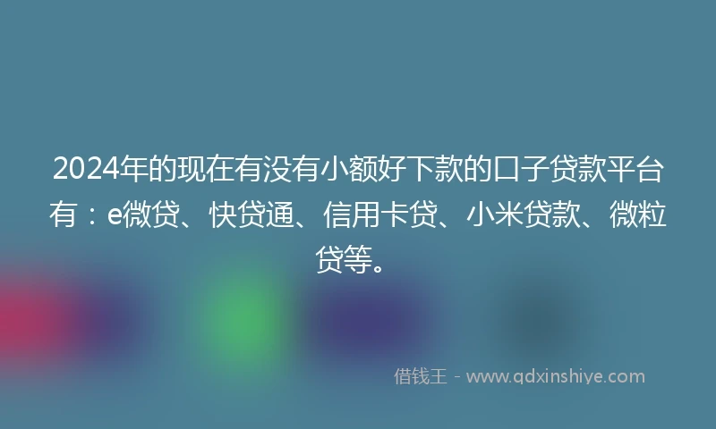 2024年的现在有没有小额好下款的口子贷款平台有:e微贷、快贷通、信用卡贷、小米贷款、微粒贷等。