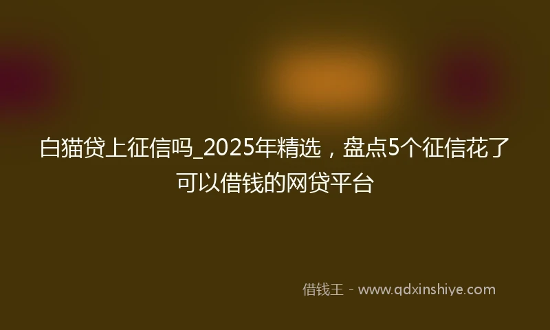 白猫贷上征信吗_2025年精选，盘点5个征信花了可以借钱的网贷平台