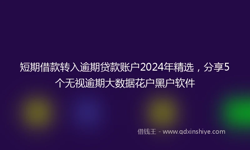 短期借款转入逾期贷款账户2024年精选，分享5个无视逾期大数据花户黑户软件