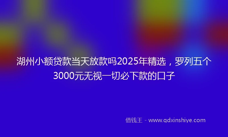 湖州小额贷款当天放款吗2025年精选，罗列五个3000元无视一切必下款的口子