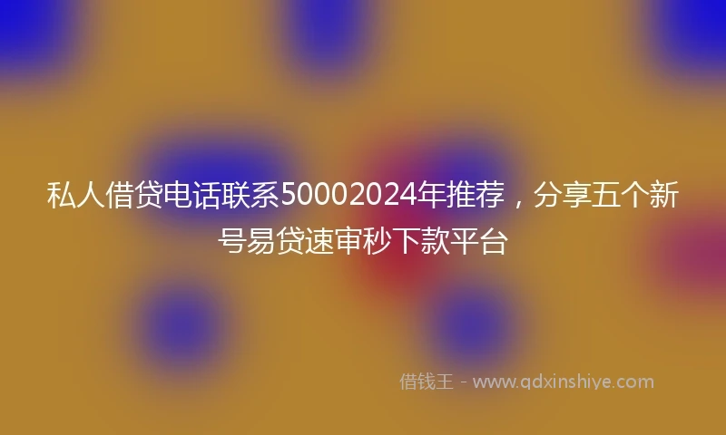 私人借贷电话联系50002024年推荐，分享五个新号易贷速审秒下款平台