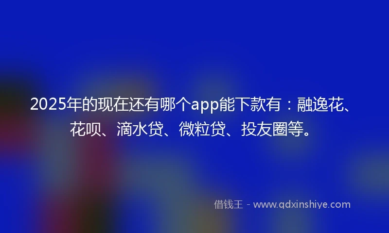 2025年的现在还有哪个app能下款有：融逸花、花呗、滴水贷、微粒贷、投友圈等。