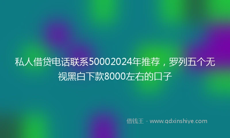 私人借贷电话联系50002024年推荐，罗列五个无视黑白下款8000左右的口子