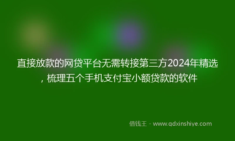 直接放款的网贷平台无需转接第三方2024年精选，梳理五个手机支付宝小额贷款的软件