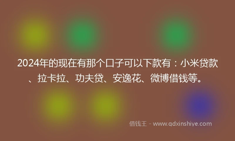 2024年的现在有那个口子可以下款有：小米贷款、拉卡拉、功夫贷、安逸花、微博借钱等。