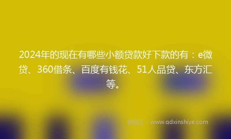 2024年的现在有哪些小额贷款好下款的有：e微贷、360借条、百度有钱花、51人品贷、东方汇等。