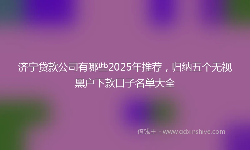 济宁贷款公司有哪些2025年推荐，归纳五个无视黑户下款口子名单大全
