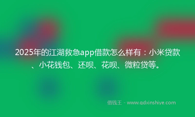 2025年的江湖救急app借款怎么样有：小米贷款、小花钱包、还呗、花呗、微粒贷等。