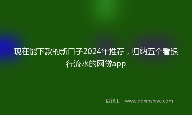 现在能下款的新口子2024年推荐，归纳五个看银行流水的网贷app