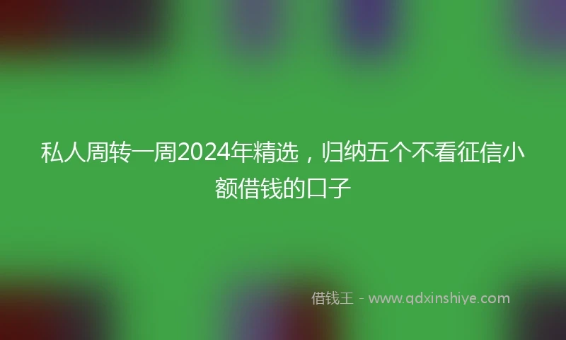 私人周转一周2024年精选，归纳五个不看征信小额借钱的口子