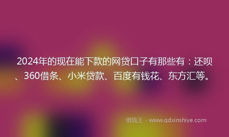 2024年的现在能下款的网贷口子有那些有：还呗、360借条、小米贷款、百度有钱花、东方汇等。