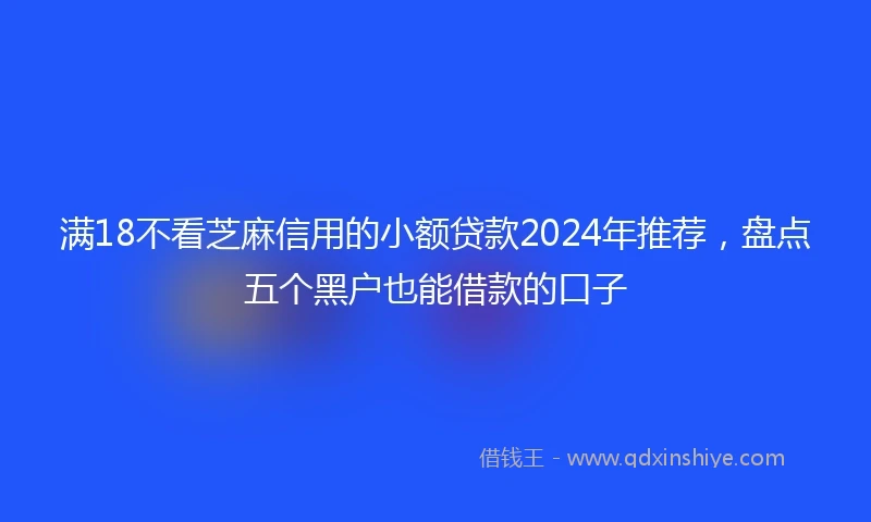 满18不看芝麻信用的小额贷款2024年推荐，盘点五个黑户也能借款的口子
