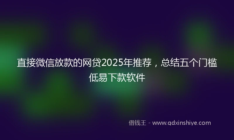 直接微信放款的网贷2025年推荐，总结五个门槛低易下款软件