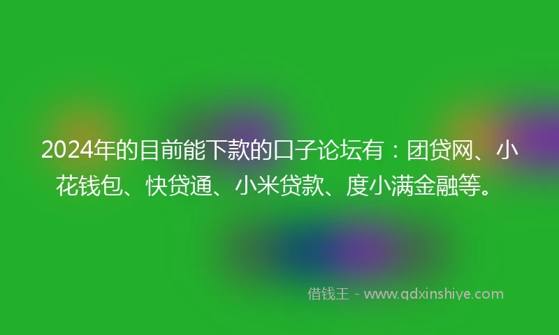 2024年的目前能下款的口子论坛有：团贷网、小花钱包、快贷通、小米贷款、度小满金融等。