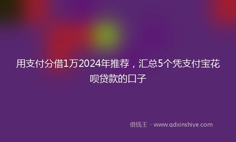 用支付分借1万2024年推荐，汇总5个凭支付宝花呗贷款的口子