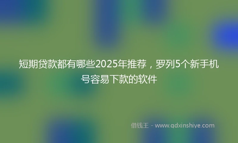 短期贷款都有哪些2025年推荐，罗列5个新手机号容易下款的软件