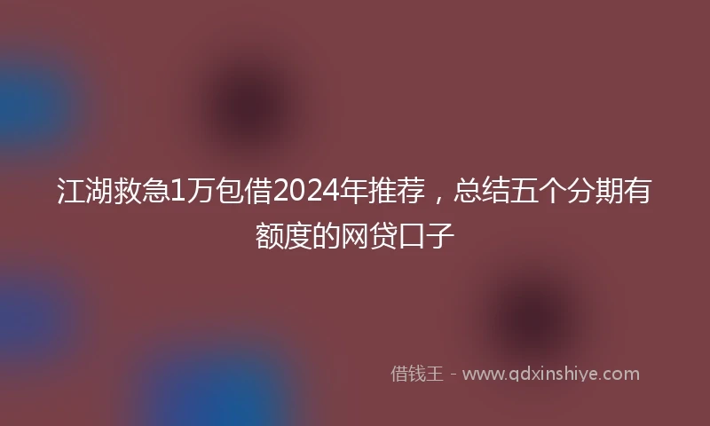 江湖救急1万包借2024年推荐，总结五个分期有额度的网贷口子